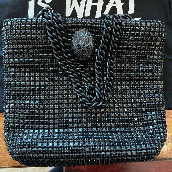 Kurt Geiger Black Sparkle Bag with chain handles. - Picture 5 of 7
